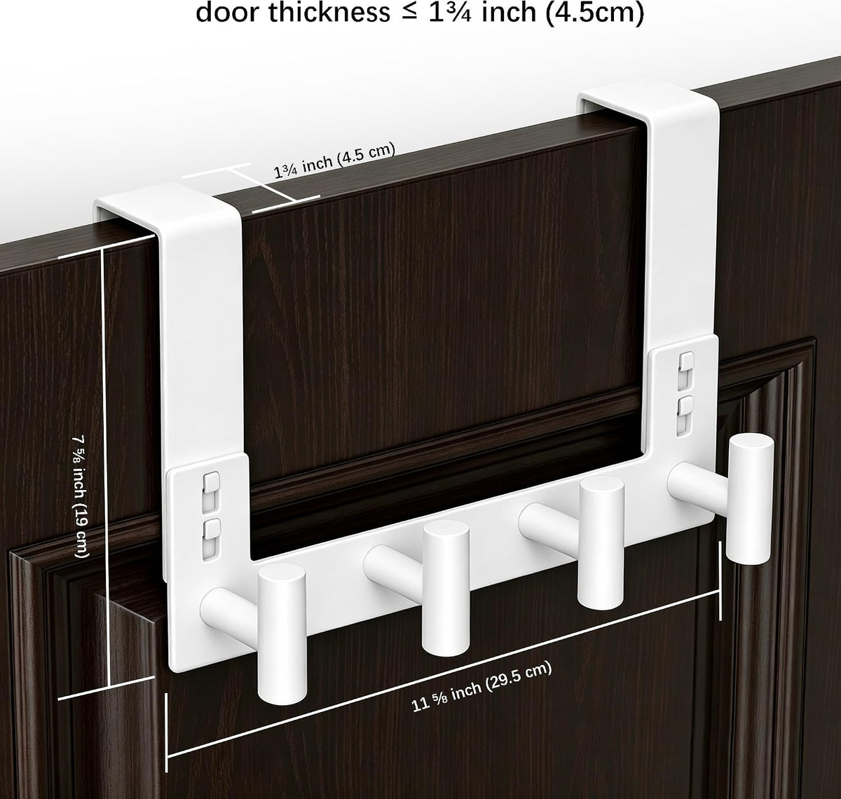 T-Shaped Over Door Hooks - Fits Wooden & Metal Doors Less Than 1.77" Wide,Door Hanger for Office,Bedroom Heavy-Duty Stainless Steel Doors(T Shape 2 Pack, Fits 1-3/4'' Thick)