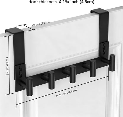 T-Shaped Over Door Hooks - Fits Wooden & Metal Doors Less Than 1.77" Wide,Door Hanger for Office,Bedroom Heavy-Duty Stainless Steel Doors(T Shape 2 Pack, Fits 1-3/4'' Thick)