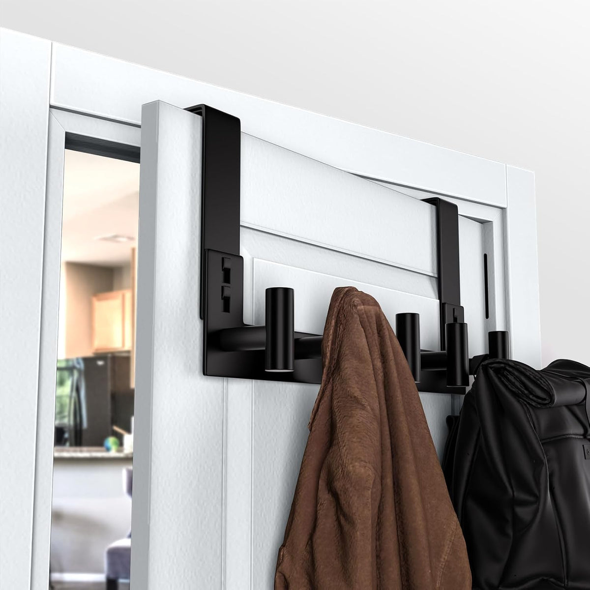 T-Shaped Over Door Hooks - Fits Wooden & Metal Doors Less Than 1.77" Wide,Door Hanger for Office,Bedroom Heavy-Duty Stainless Steel Doors(T Shape 2 Pack, Fits 1-3/4'' Thick)