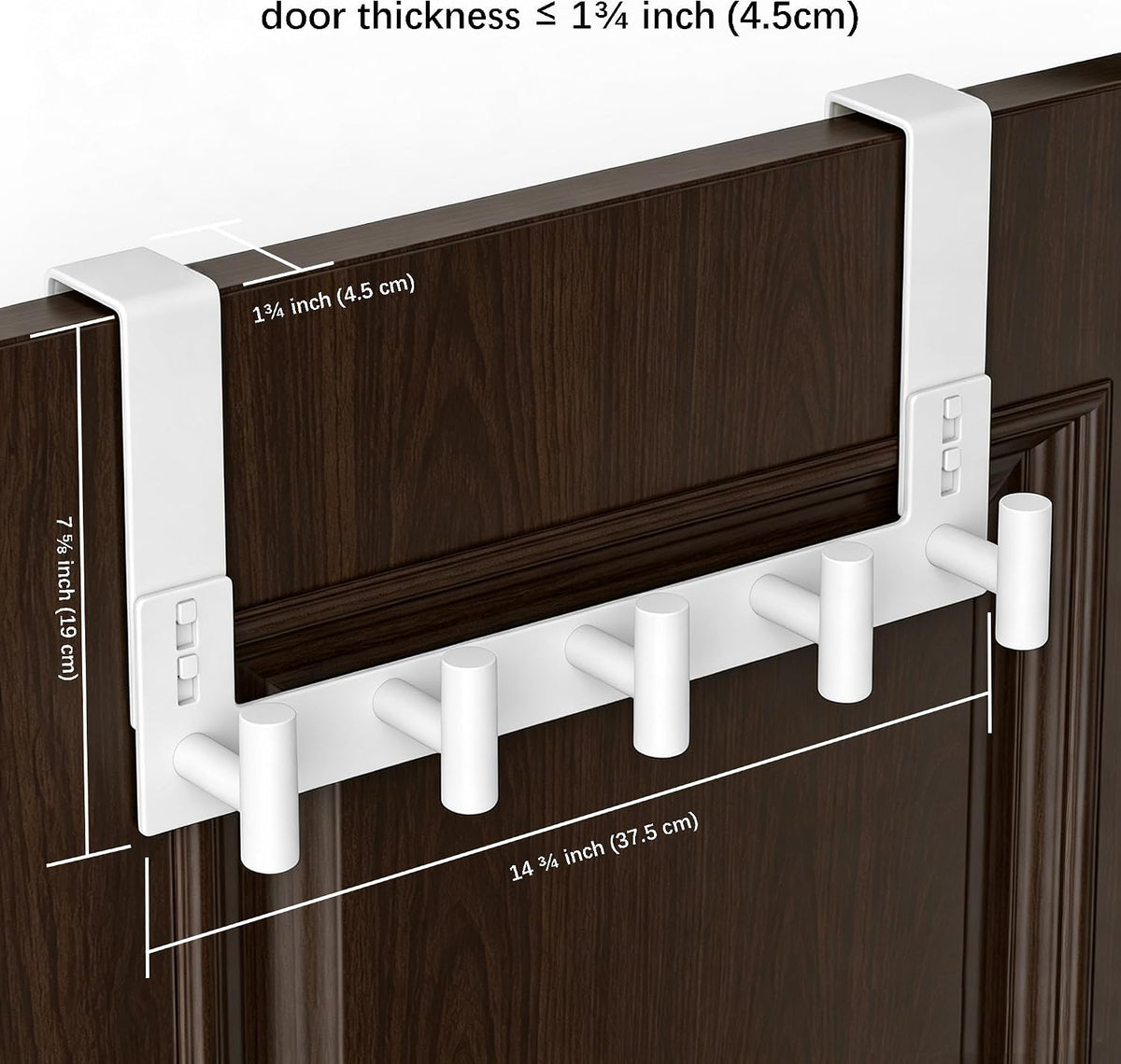 T-Shaped Over Door Hooks - Fits Wooden & Metal Doors Less Than 1.77" Wide,Door Hanger for Office,Bedroom Heavy-Duty Stainless Steel Doors(T Shape 2 Pack, Fits 1-3/4'' Thick)