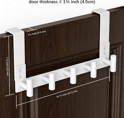 T-Shaped Over Door Hooks - Fits Wooden & Metal Doors Less Than 1.77" Wide,Door Hanger for Office,Bedroom Heavy-Duty Stainless Steel Doors(T Shape 2 Pack, Fits 1-3/4'' Thick)