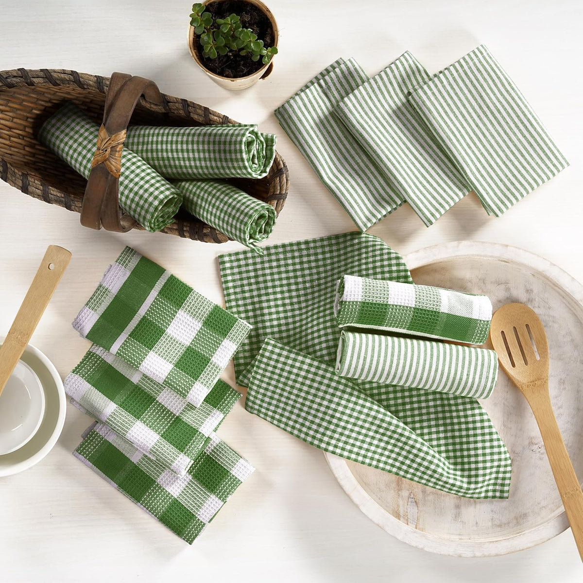 Dish Towels for Kitchen 100% Cotton Tightly Woven - Olive