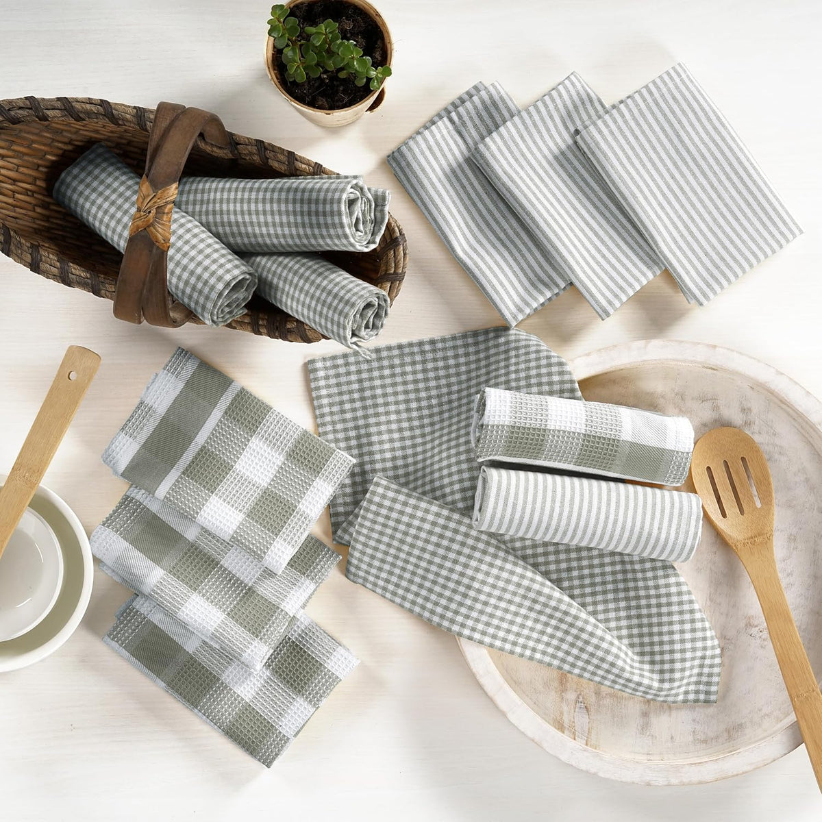 Dish Towels for Kitchen 100% Cotton Tightly Woven - Olive