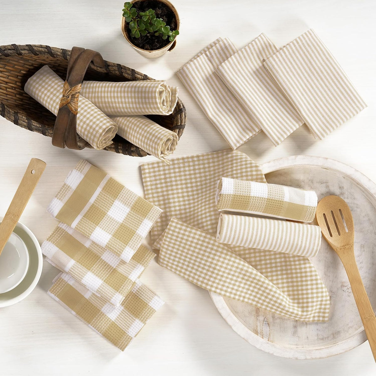 Dish Towels for Kitchen 100% Cotton Tightly Woven - Olive