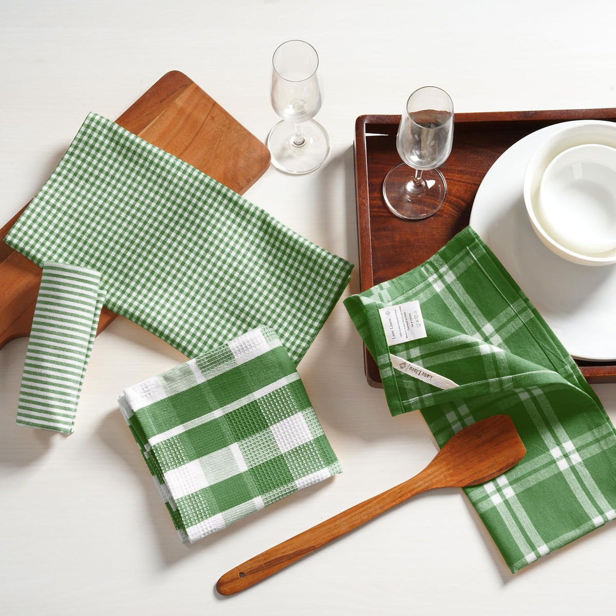Dish Towels for Kitchen 100% Cotton Tightly Woven - Olive
