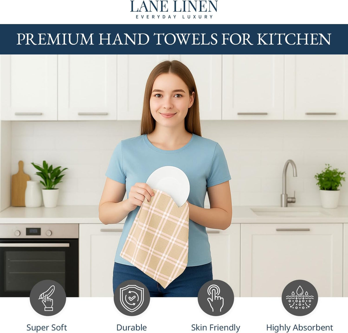 Dish Towels for Kitchen 100% Cotton Tightly Woven - Olive