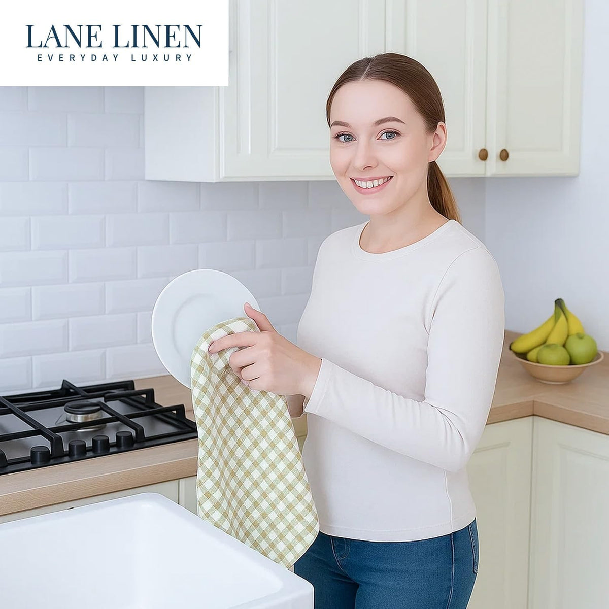 Dish Towels for Kitchen 100% Cotton Tightly Woven - Olive