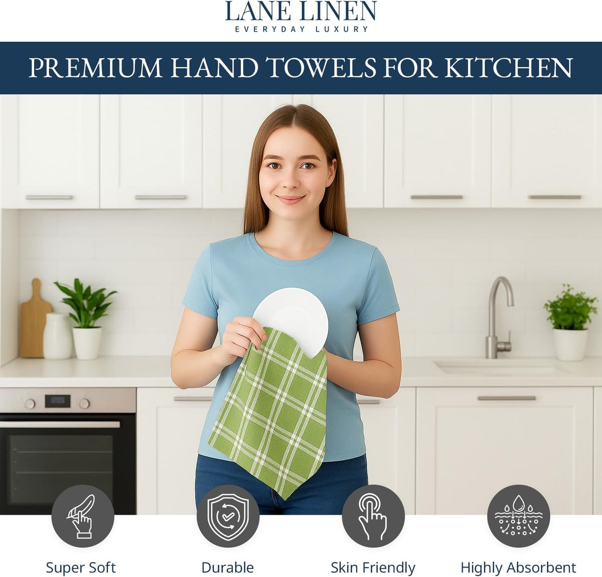 Dish Towels for Kitchen 100% Cotton Tightly Woven - Olive