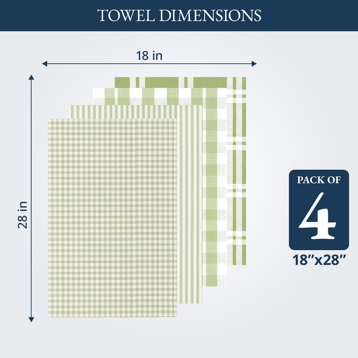 Dish Towels for Kitchen 100% Cotton Tightly Woven - Olive