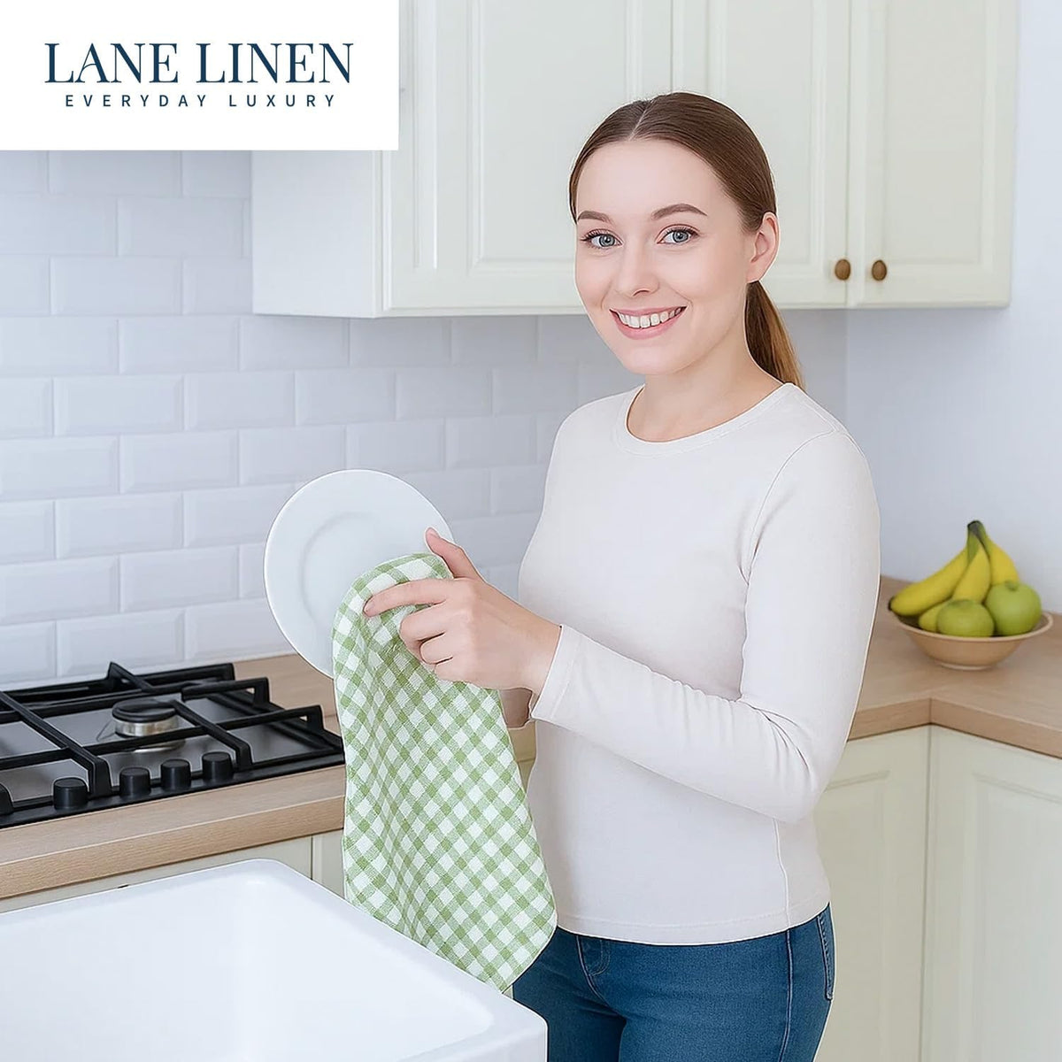 Dish Towels for Kitchen 100% Cotton Tightly Woven - Olive