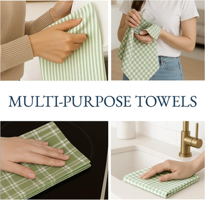 Dish Towels for Kitchen 100% Cotton Tightly Woven - Olive