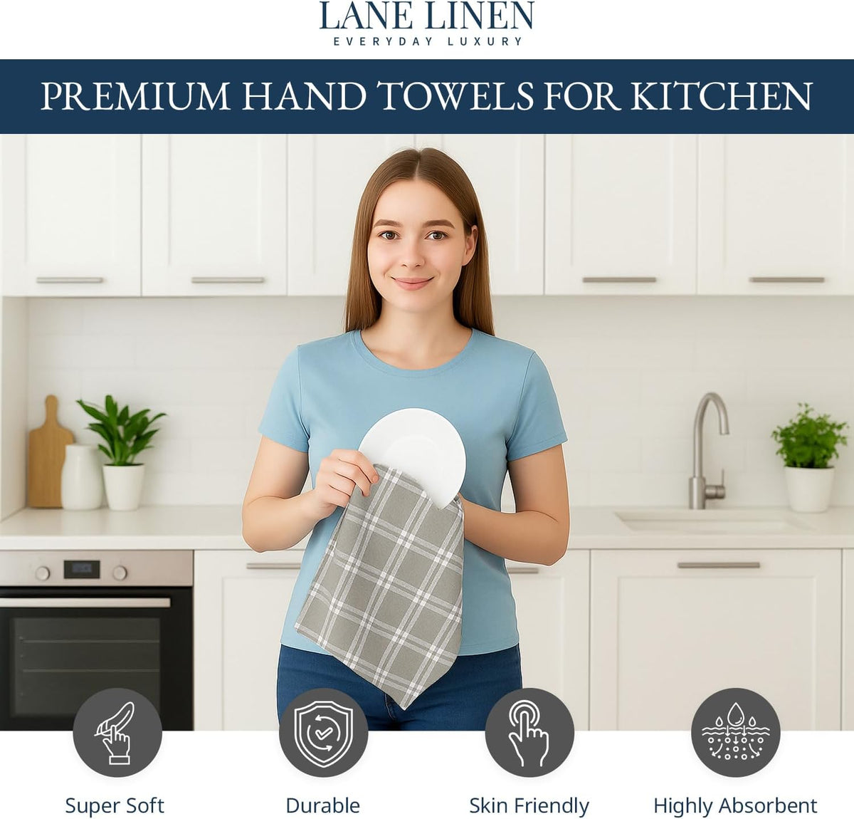 Dish Towels for Kitchen 100% Cotton Tightly Woven - Olive
