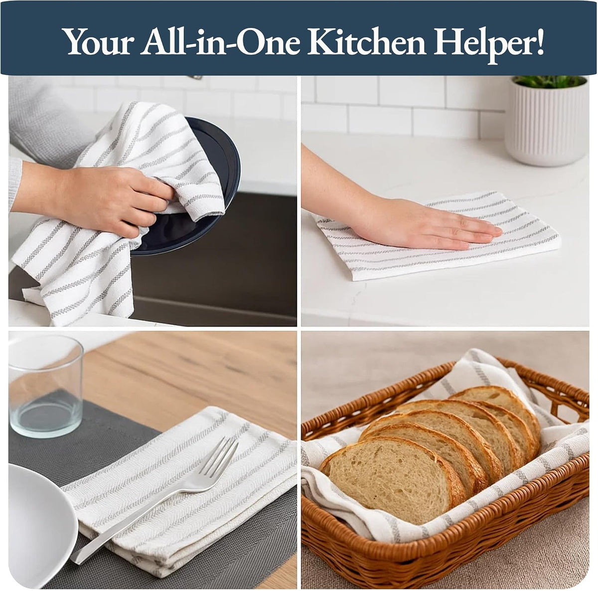 Dish Towels for Kitchen 100% Cotton Tightly Woven - Olive