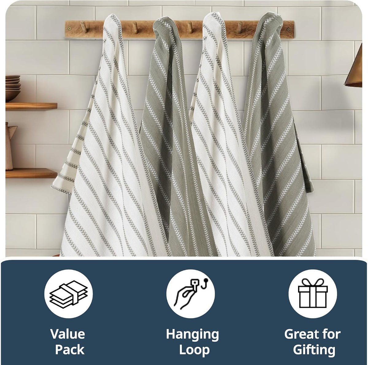 Dish Towels for Kitchen 100% Cotton Tightly Woven - Olive