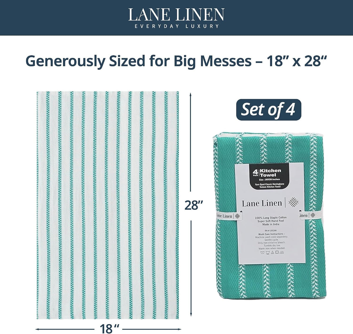 Dish Towels for Kitchen 100% Cotton Tightly Woven - Olive