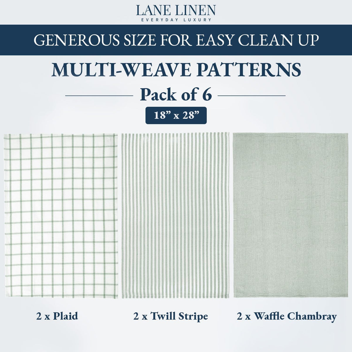 Dish Towels for Kitchen 100% Cotton Tightly Woven - Olive