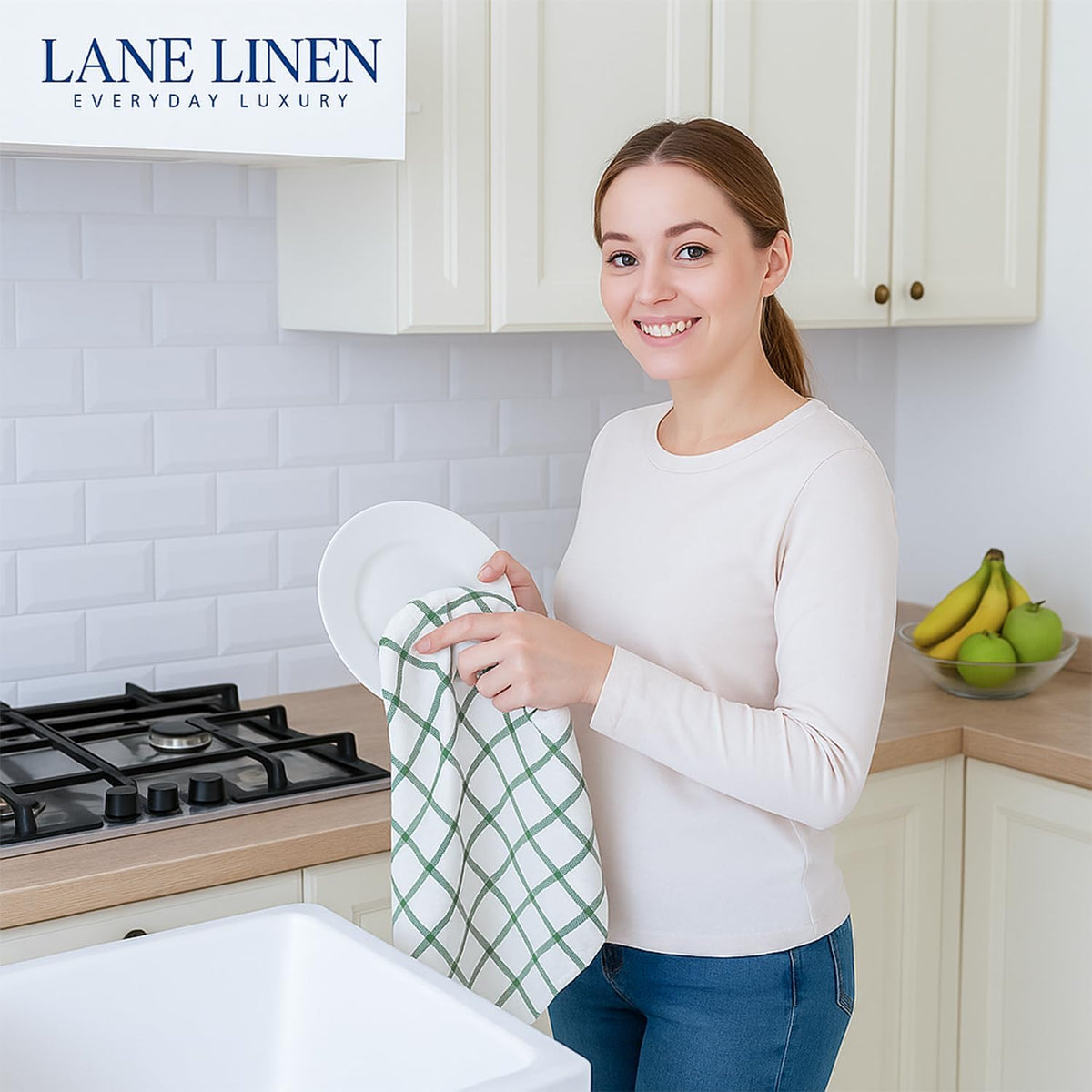 Dish Towels for Kitchen 100% Cotton Tightly Woven - Olive