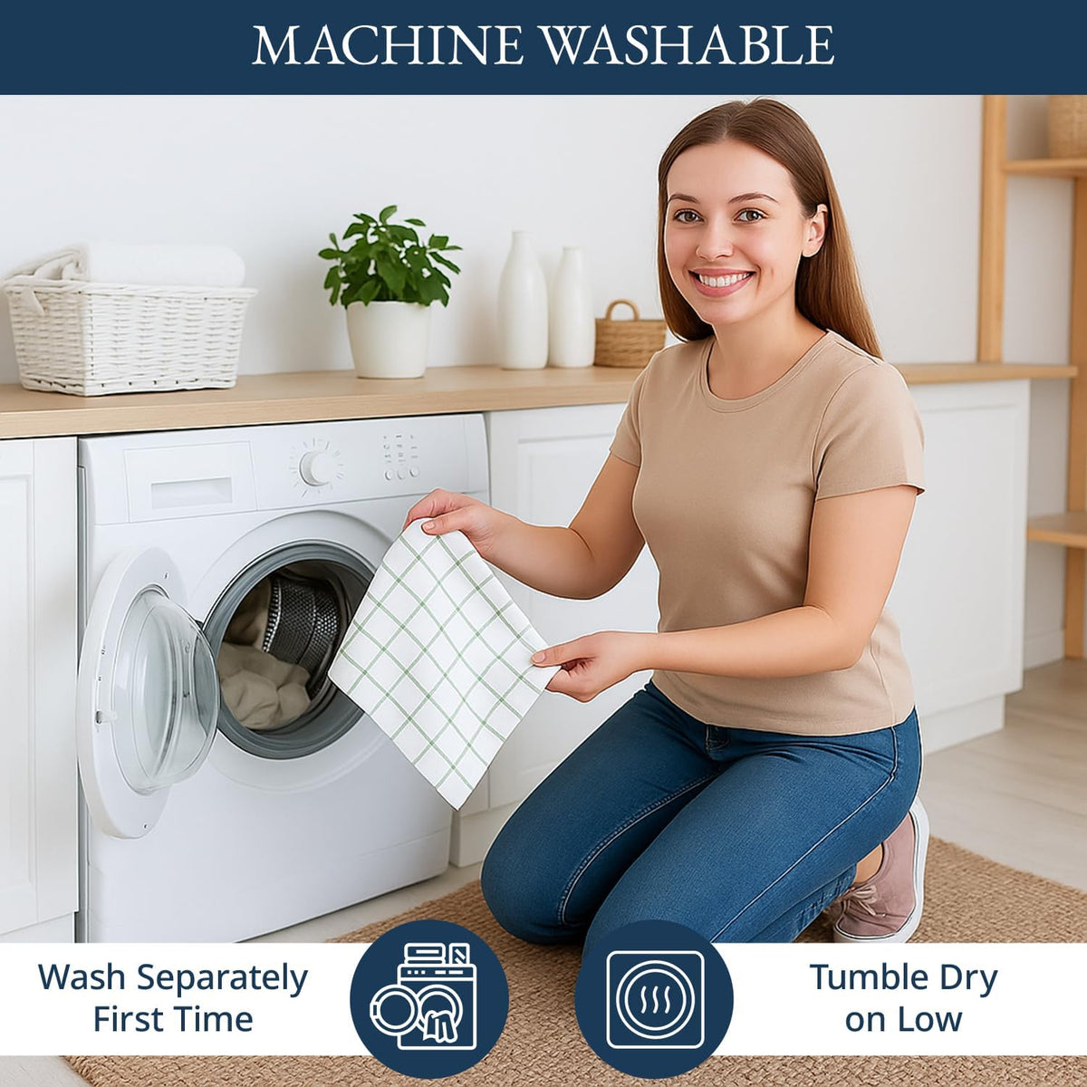 Dish Towels for Kitchen 100% Cotton Tightly Woven - Olive