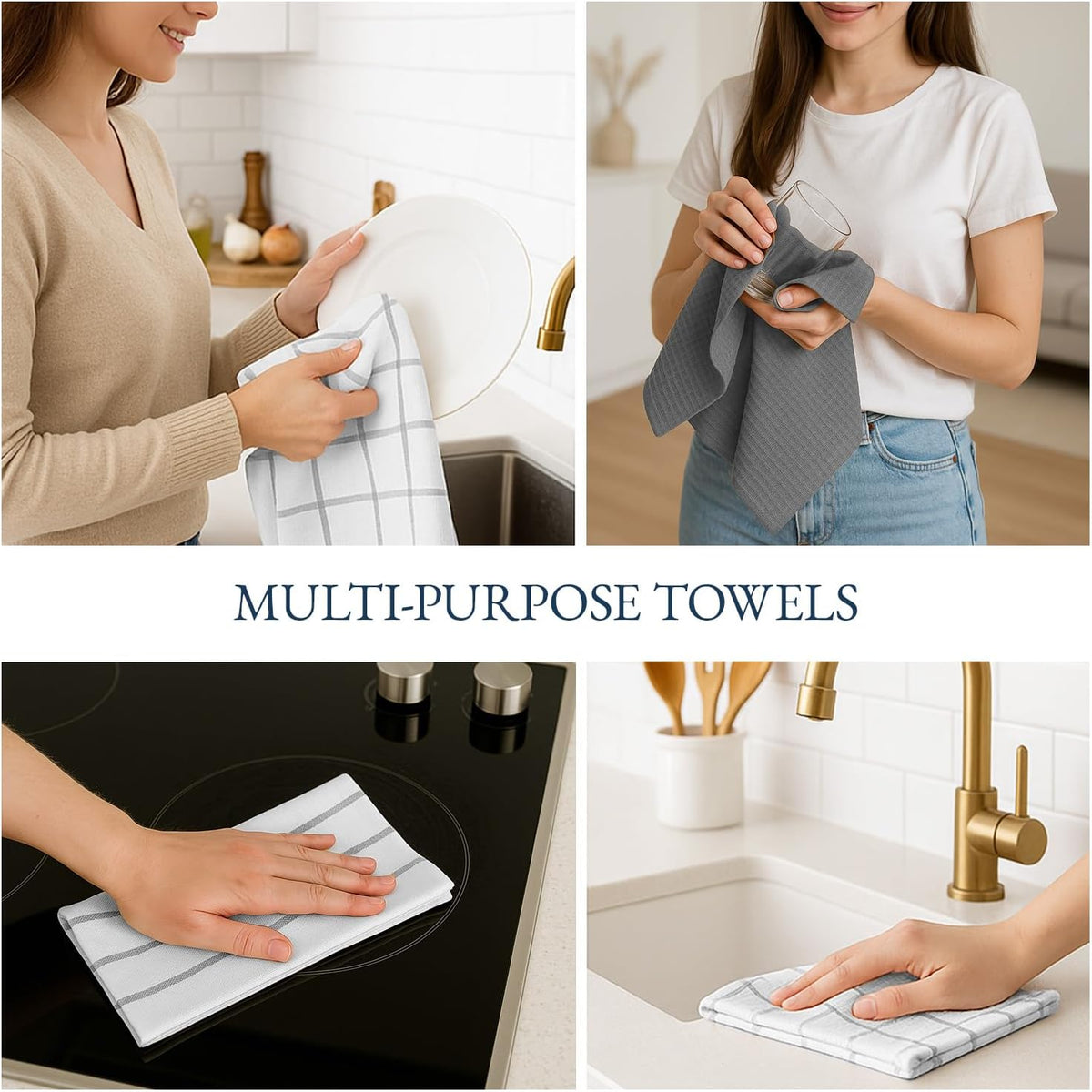 Dish Towels for Kitchen 100% Cotton Tightly Woven - Olive