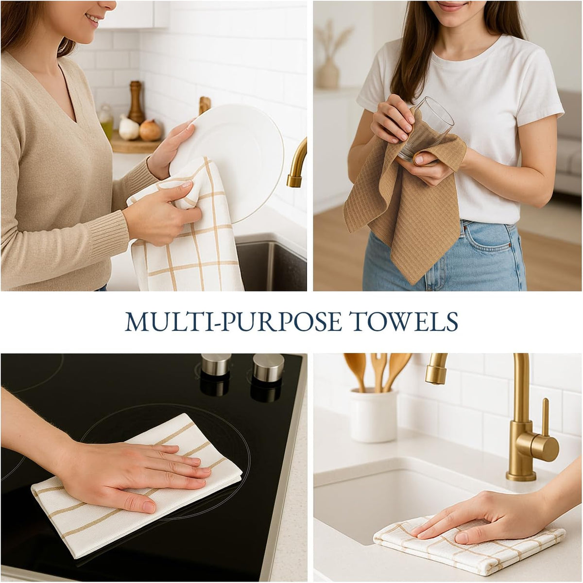 Dish Towels for Kitchen 100% Cotton Tightly Woven - Olive