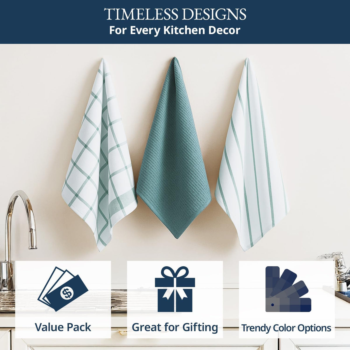 Dish Towels for Kitchen 100% Cotton Tightly Woven - Olive
