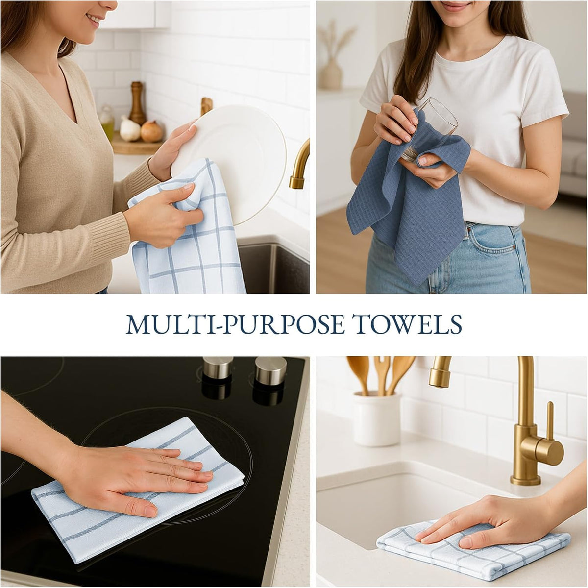 Dish Towels for Kitchen 100% Cotton Tightly Woven - Olive