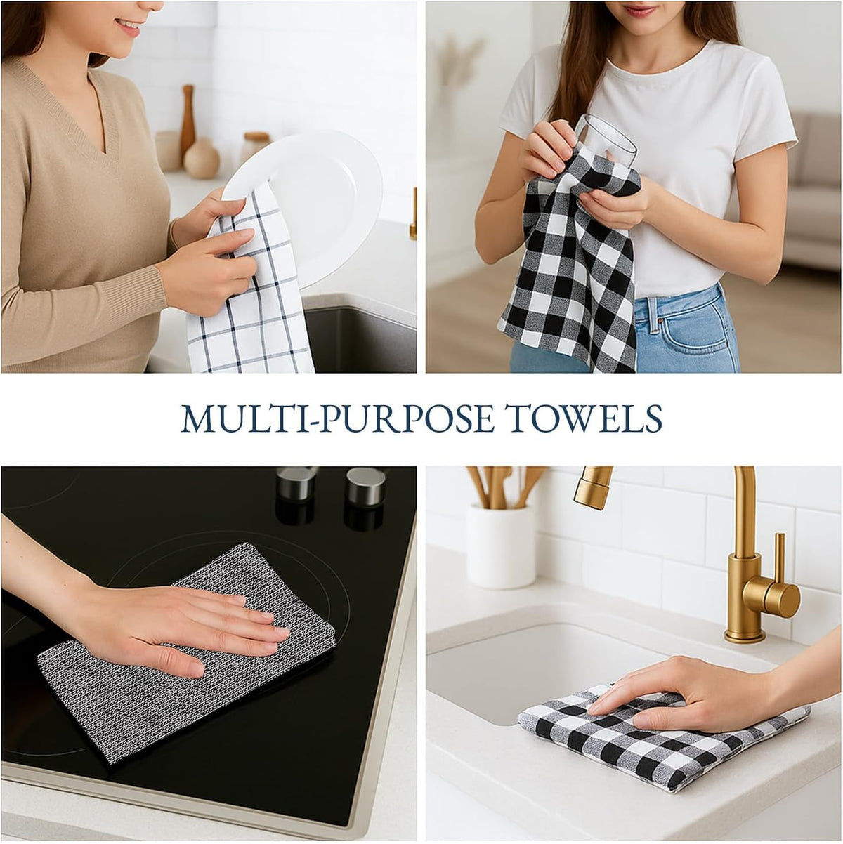 Dish Towels for Kitchen 100% Cotton Tightly Woven - Olive