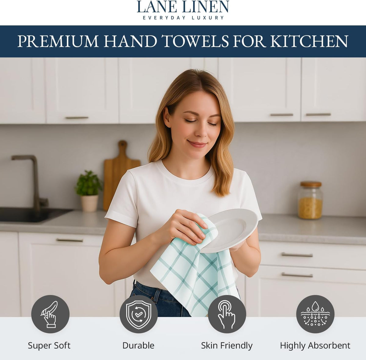 Dish Towels for Kitchen 100% Cotton Tightly Woven - Olive