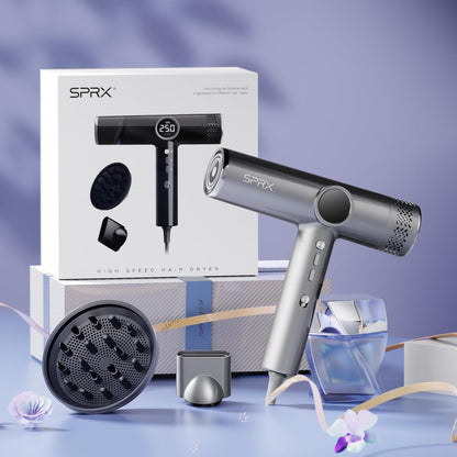 High-Speed Ionic Hair Dryer with Diffuser,160,000 RPM Professional Brushless Motor Blow Dryer,Fast Drying Without Damage,500M Negative Ions,Lightweight Travel Design (Low Noise, Salon Quality)