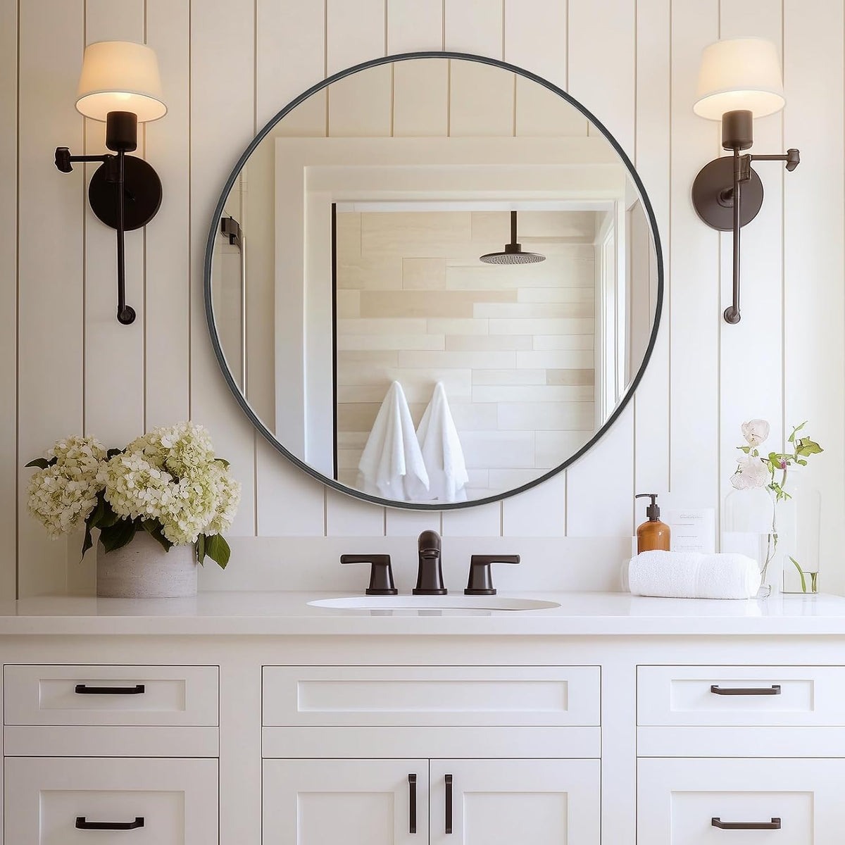36"x48" Smart Anti-Fog LED Bathroom Mirror with Front Light & Backlit, 3 Color Modes, Dimmable, Memory Function, Wall-Mounted Modern Rectangular Vanity Mirror, White