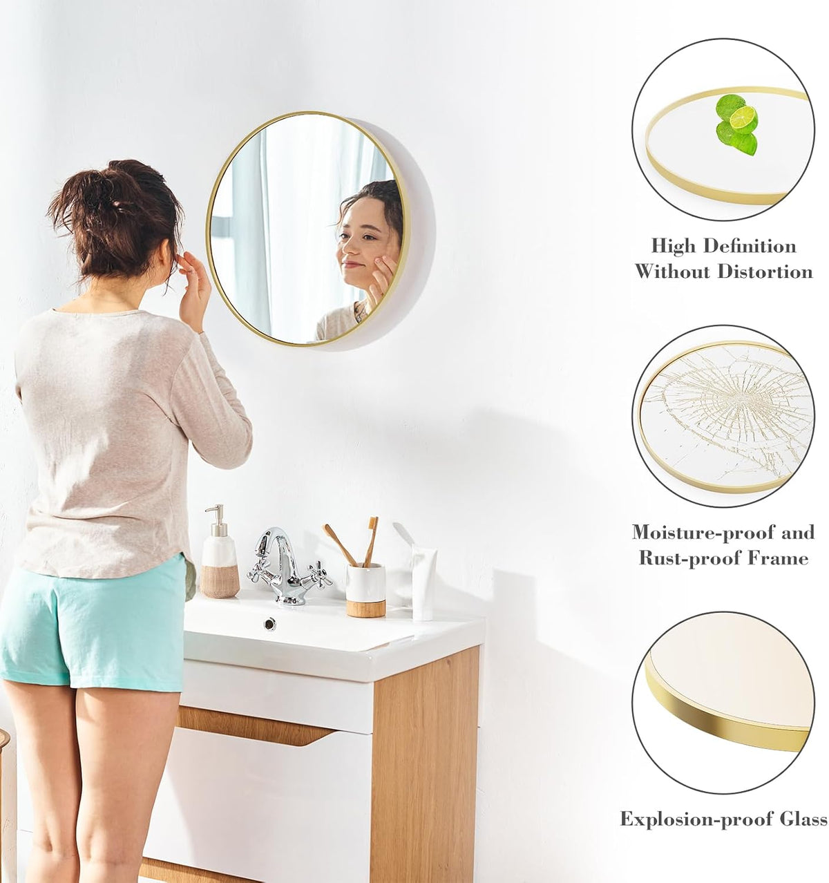 36"x48" Smart Anti-Fog LED Bathroom Mirror with Front Light & Backlit, 3 Color Modes, Dimmable, Memory Function, Wall-Mounted Modern Rectangular Vanity Mirror, White