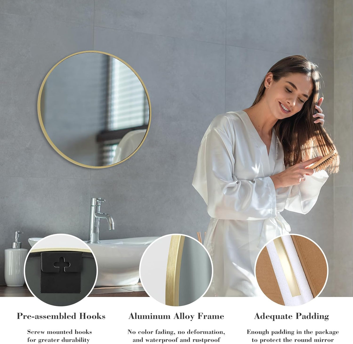 36"x48" Smart Anti-Fog LED Bathroom Mirror with Front Light & Backlit, 3 Color Modes, Dimmable, Memory Function, Wall-Mounted Modern Rectangular Vanity Mirror, White