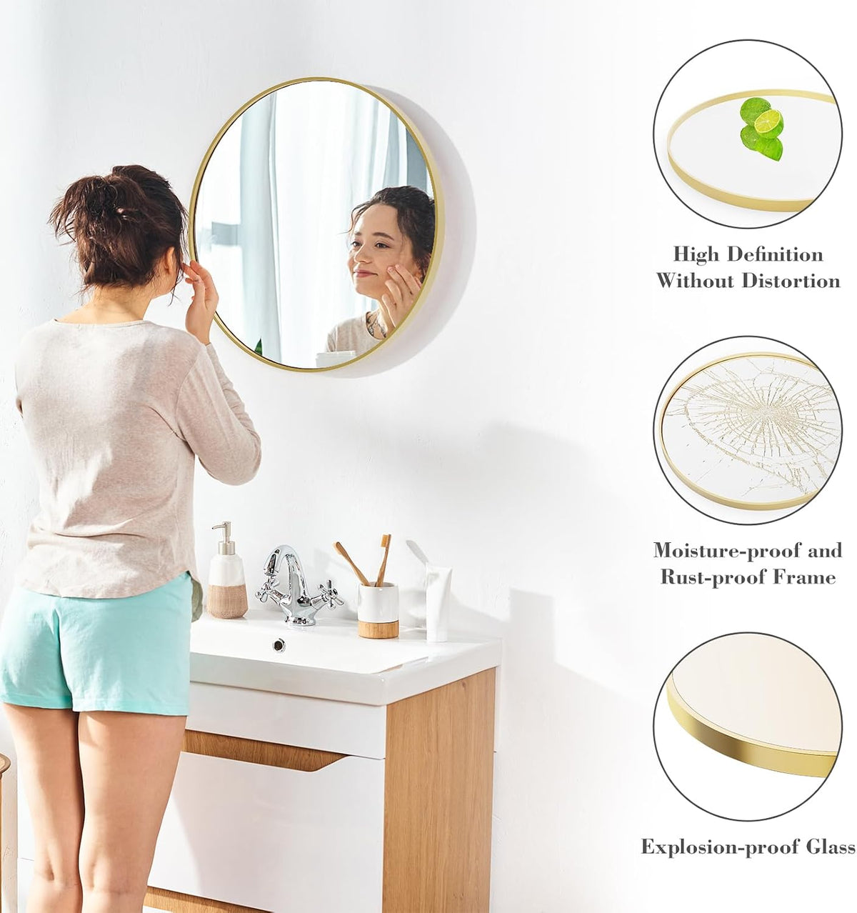 36"x48" Smart Anti-Fog LED Bathroom Mirror with Front Light & Backlit, 3 Color Modes, Dimmable, Memory Function, Wall-Mounted Modern Rectangular Vanity Mirror, White