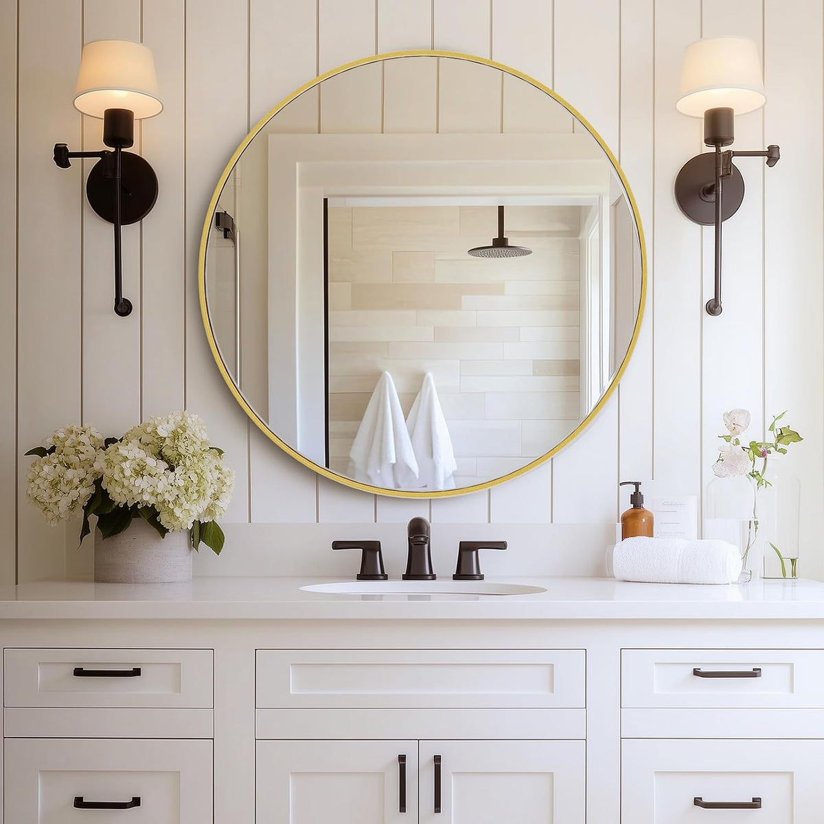36"x48" Smart Anti-Fog LED Bathroom Mirror with Front Light & Backlit, 3 Color Modes, Dimmable, Memory Function, Wall-Mounted Modern Rectangular Vanity Mirror, White