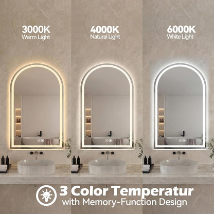 36"x48" Smart Anti-Fog LED Bathroom Mirror with Front Light & Backlit, 3 Color Modes, Dimmable, Memory Function, Wall-Mounted Modern Rectangular Vanity Mirror, White