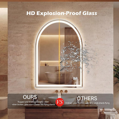 36"x48" Smart Anti-Fog LED Bathroom Mirror with Front Light & Backlit, 3 Color Modes, Dimmable, Memory Function, Wall-Mounted Modern Rectangular Vanity Mirror, White