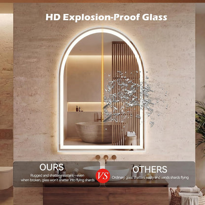 36"x48" Smart Anti-Fog LED Bathroom Mirror with Front Light & Backlit, 3 Color Modes, Dimmable, Memory Function, Wall-Mounted Modern Rectangular Vanity Mirror, White