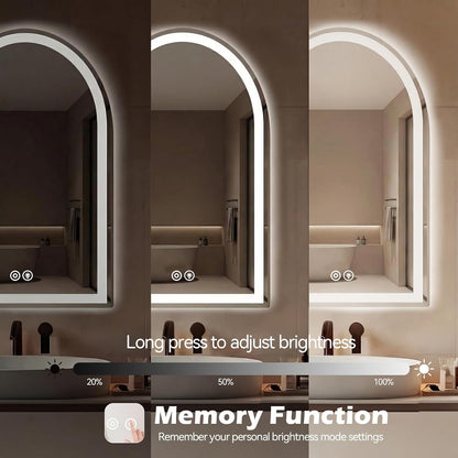 36"x48" Smart Anti-Fog LED Bathroom Mirror with Front Light & Backlit, 3 Color Modes, Dimmable, Memory Function, Wall-Mounted Modern Rectangular Vanity Mirror, White