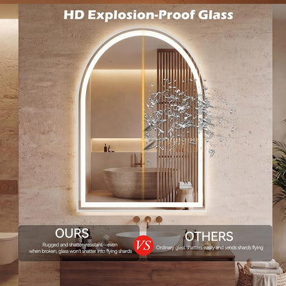36"x48" Smart Anti-Fog LED Bathroom Mirror with Front Light & Backlit, 3 Color Modes, Dimmable, Memory Function, Wall-Mounted Modern Rectangular Vanity Mirror, White