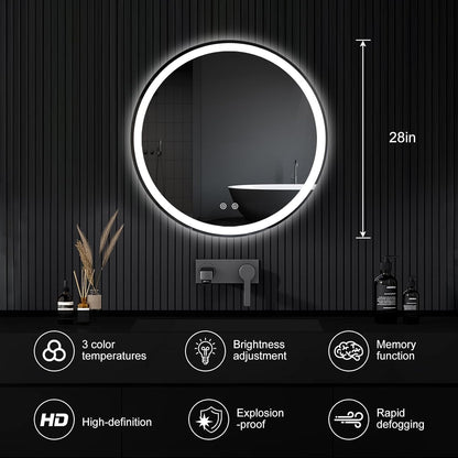 36"x48" Smart Anti-Fog LED Bathroom Mirror with Front Light & Backlit, 3 Color Modes, Dimmable, Memory Function, Wall-Mounted Modern Rectangular Vanity Mirror, White