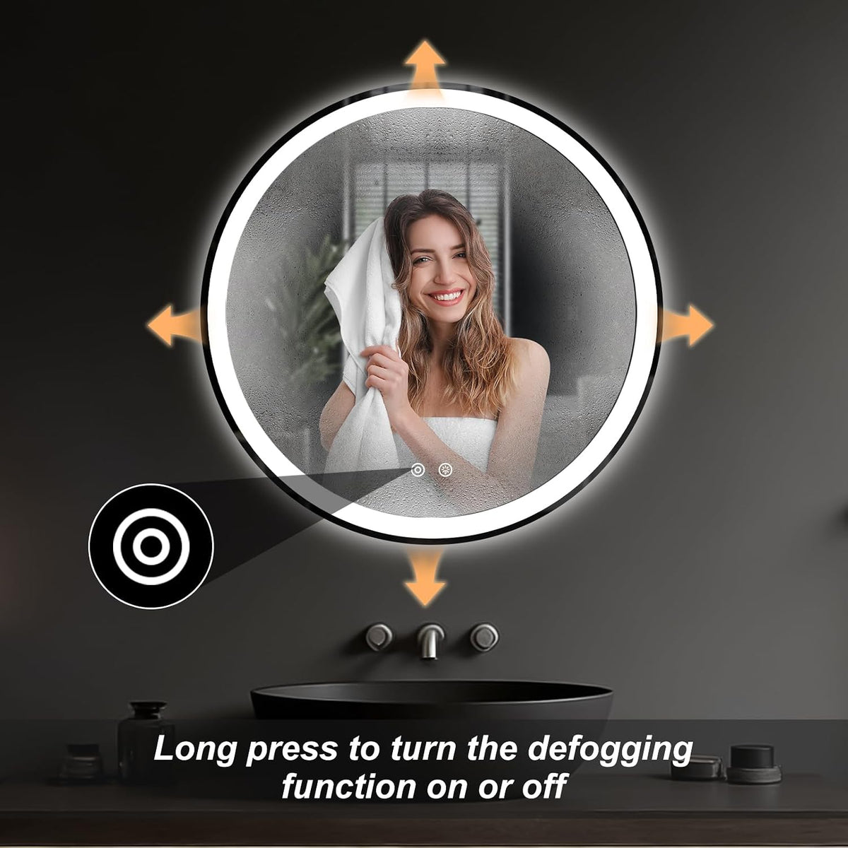36"x48" Smart Anti-Fog LED Bathroom Mirror with Front Light & Backlit, 3 Color Modes, Dimmable, Memory Function, Wall-Mounted Modern Rectangular Vanity Mirror, White