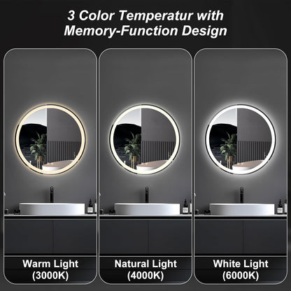 36"x48" Smart Anti-Fog LED Bathroom Mirror with Front Light & Backlit, 3 Color Modes, Dimmable, Memory Function, Wall-Mounted Modern Rectangular Vanity Mirror, White