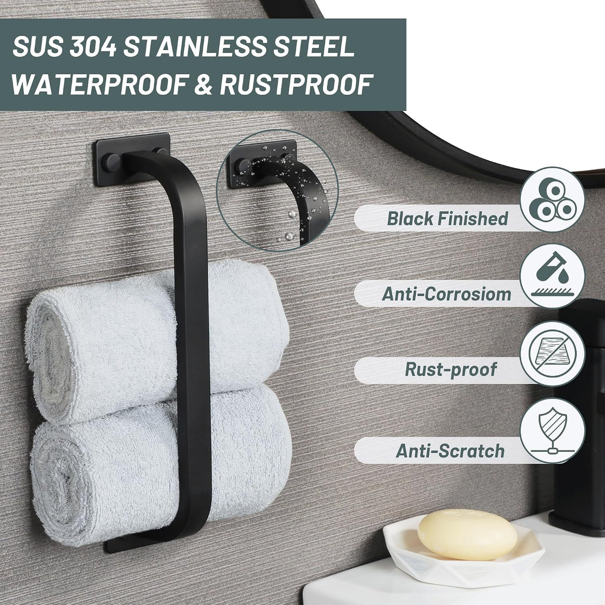 Bathroom Towel Bar, 10 inch Towel Racks, Matte Black