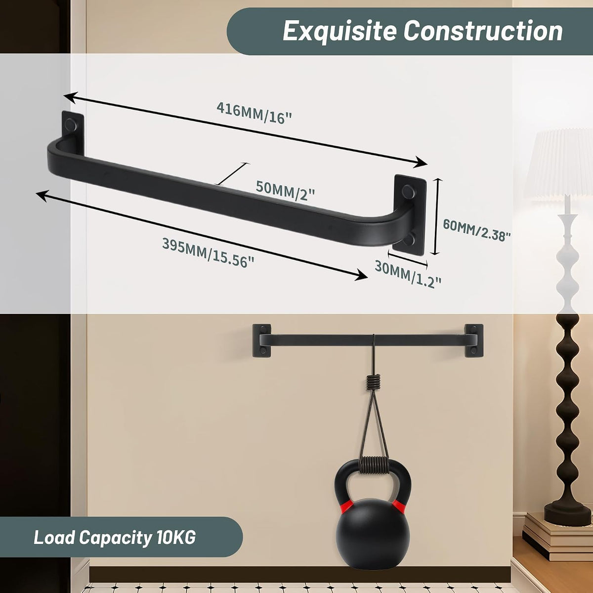 Bathroom Towel Bar, 10 inch Towel Racks, Matte Black