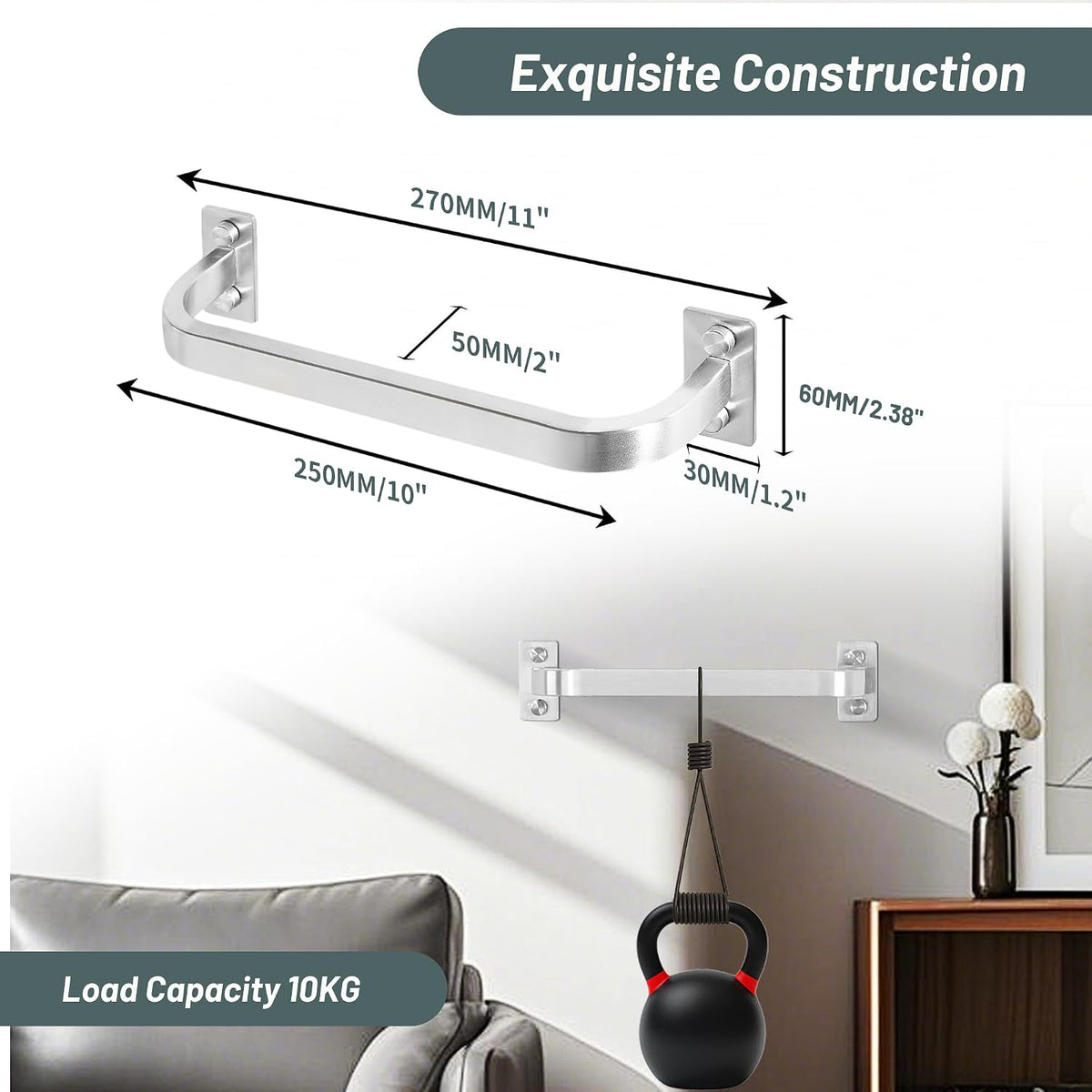Bathroom Towel Bar, 10 inch Towel Racks, Matte Black
