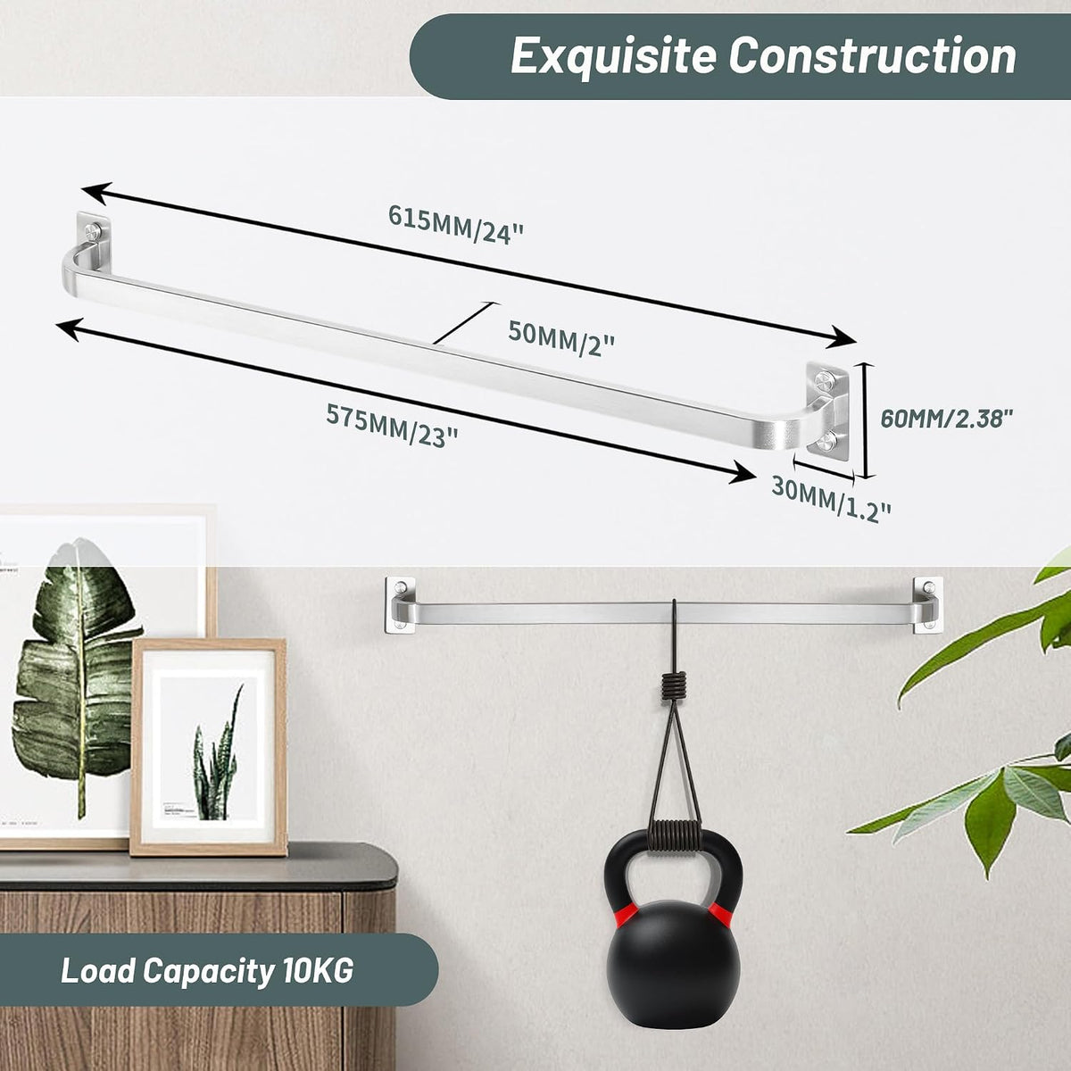 Bathroom Towel Bar, 10 inch Towel Racks, Matte Black