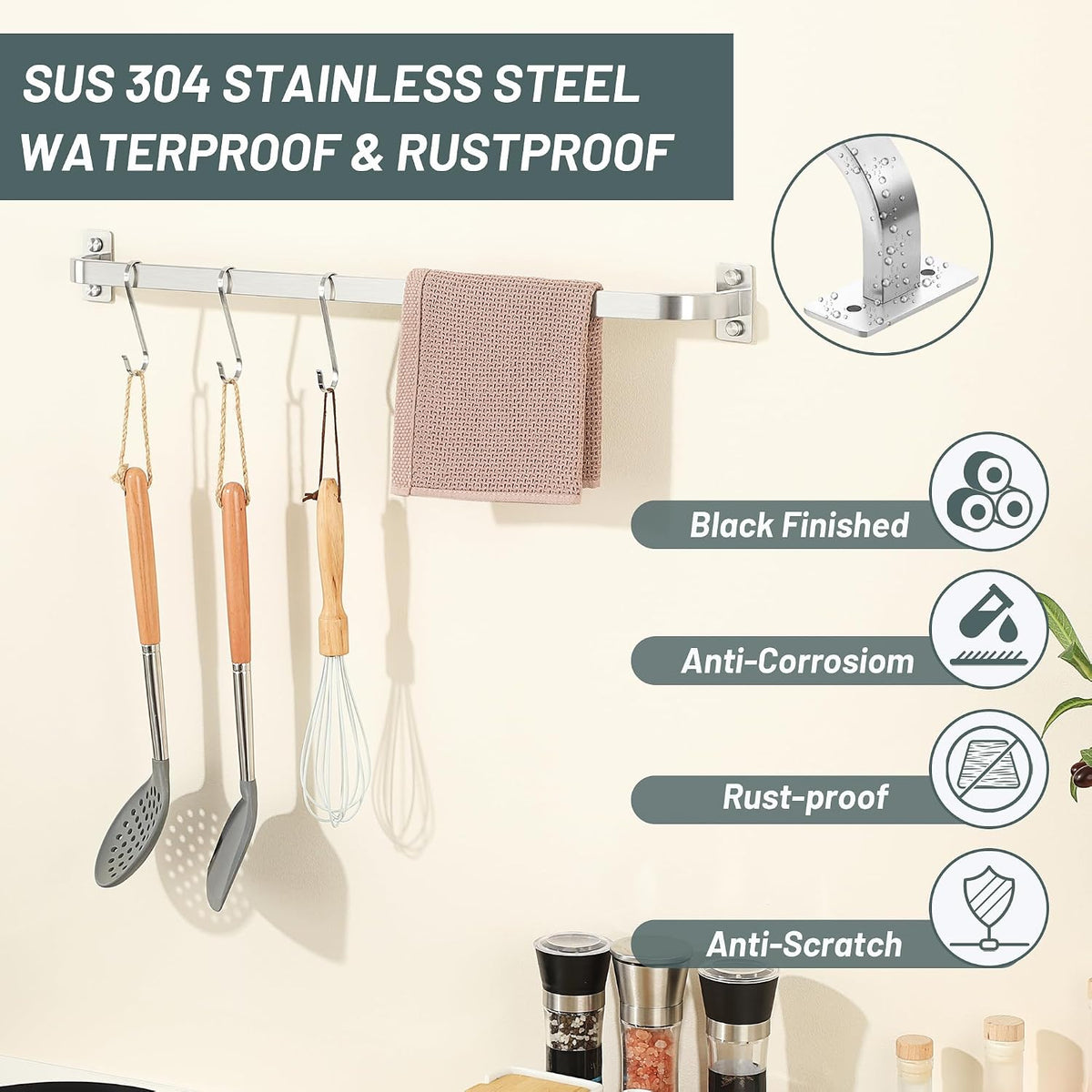 Bathroom Towel Bar, 10 inch Towel Racks, Matte Black