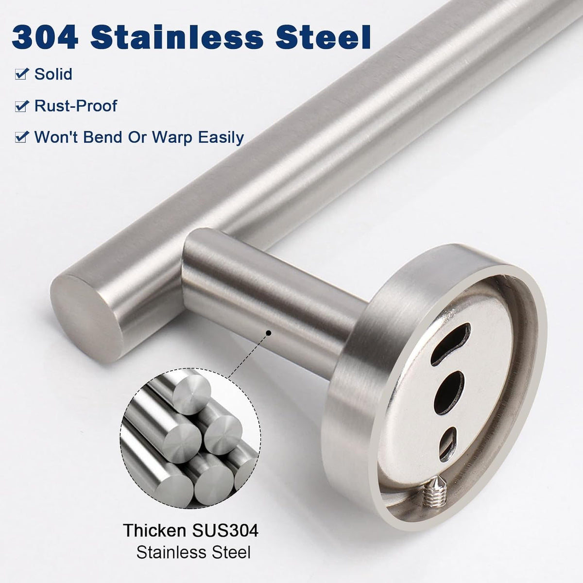 Hand Towel Holder/Towel Ring, Thicken Stainless Steel Hand Towel Bar for Bathroom, Rustproof Wall Mounted Towel Rack, Contemporary Style Bath Accessories, 9 Inch (1 Pack, Brushed Nickel)