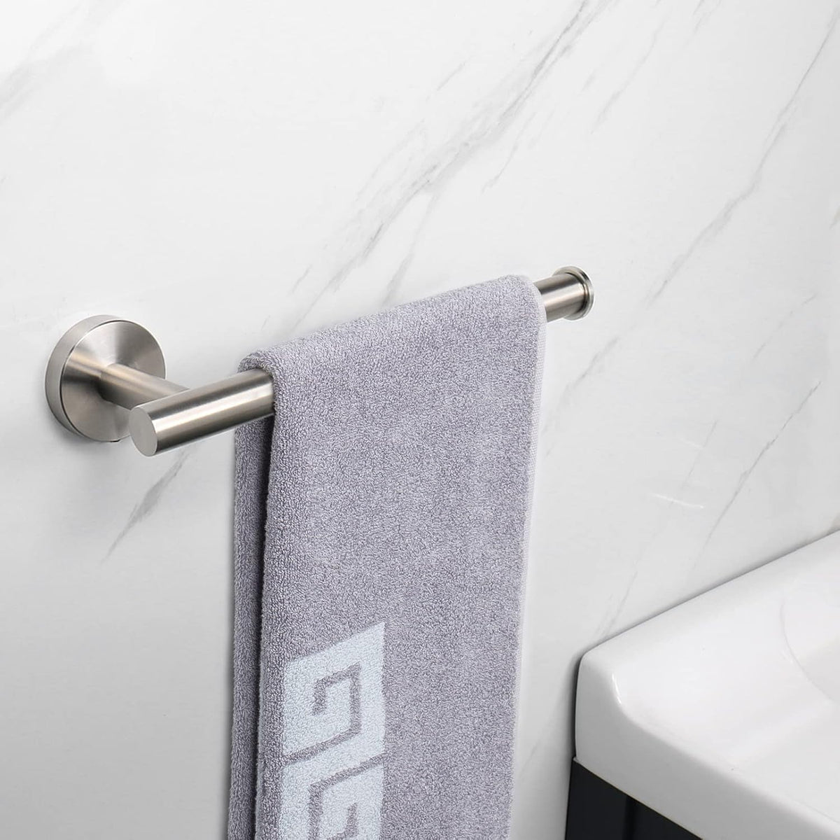 Hand Towel Holder/Towel Ring, Thicken Stainless Steel Hand Towel Bar for Bathroom, Rustproof Wall Mounted Towel Rack, Contemporary Style Bath Accessories, 9 Inch (1 Pack, Brushed Nickel)