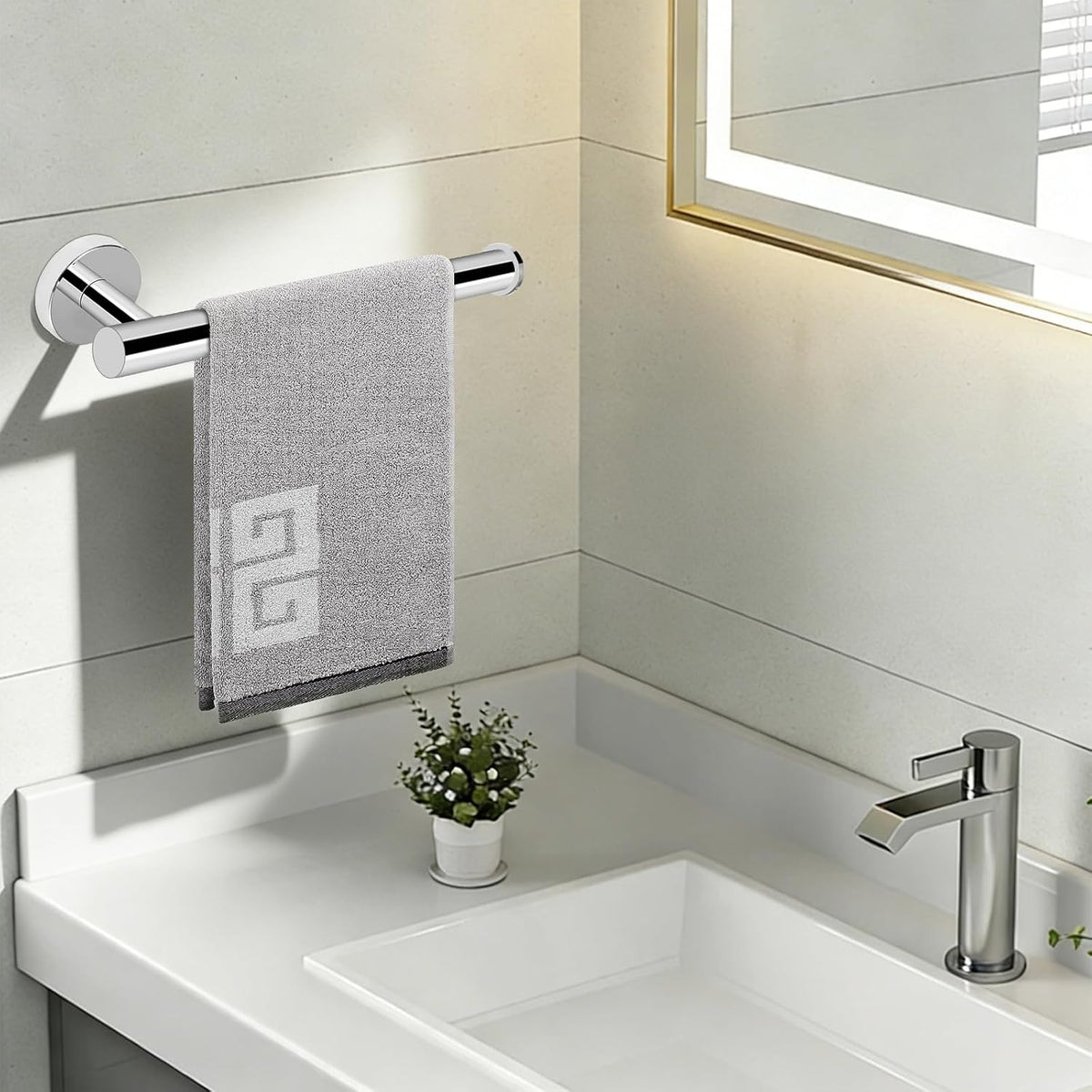 Hand Towel Holder/Towel Ring, Thicken Stainless Steel Hand Towel Bar for Bathroom, Rustproof Wall Mounted Towel Rack, Contemporary Style Bath Accessories, 9 Inch (1 Pack, Brushed Nickel)